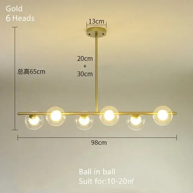 DecorBites™ Glass Ball Chandelier - Modern LED Pendant Lamp for Home Decor