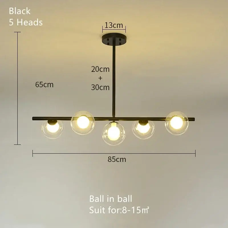 DecorBites™ Glass Ball Chandelier - Modern LED Pendant Lamp for Home Decor