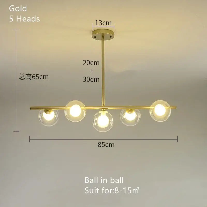 DecorBites™ Glass Ball Chandelier - Modern LED Pendant Lamp for Home Decor