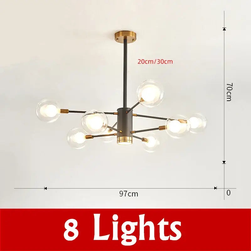 DecorBites™ ثريا كرة زجاجية حديثة معلقة بإضاءة كاشفة