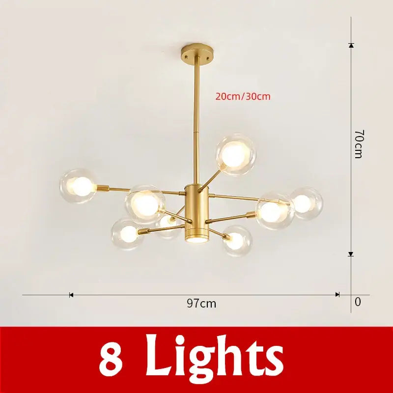 DecorBites™ ثريا كرة زجاجية حديثة معلقة بإضاءة كاشفة