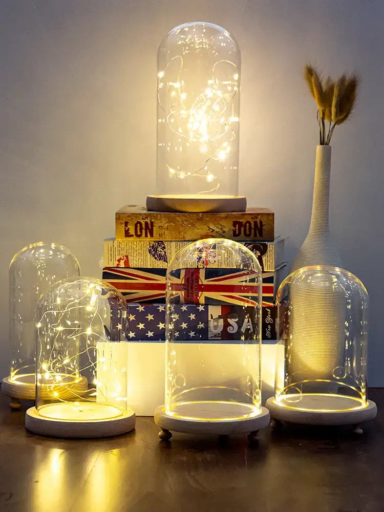 DecorBites™ Glass Bell Jar Terrarium with LED Light