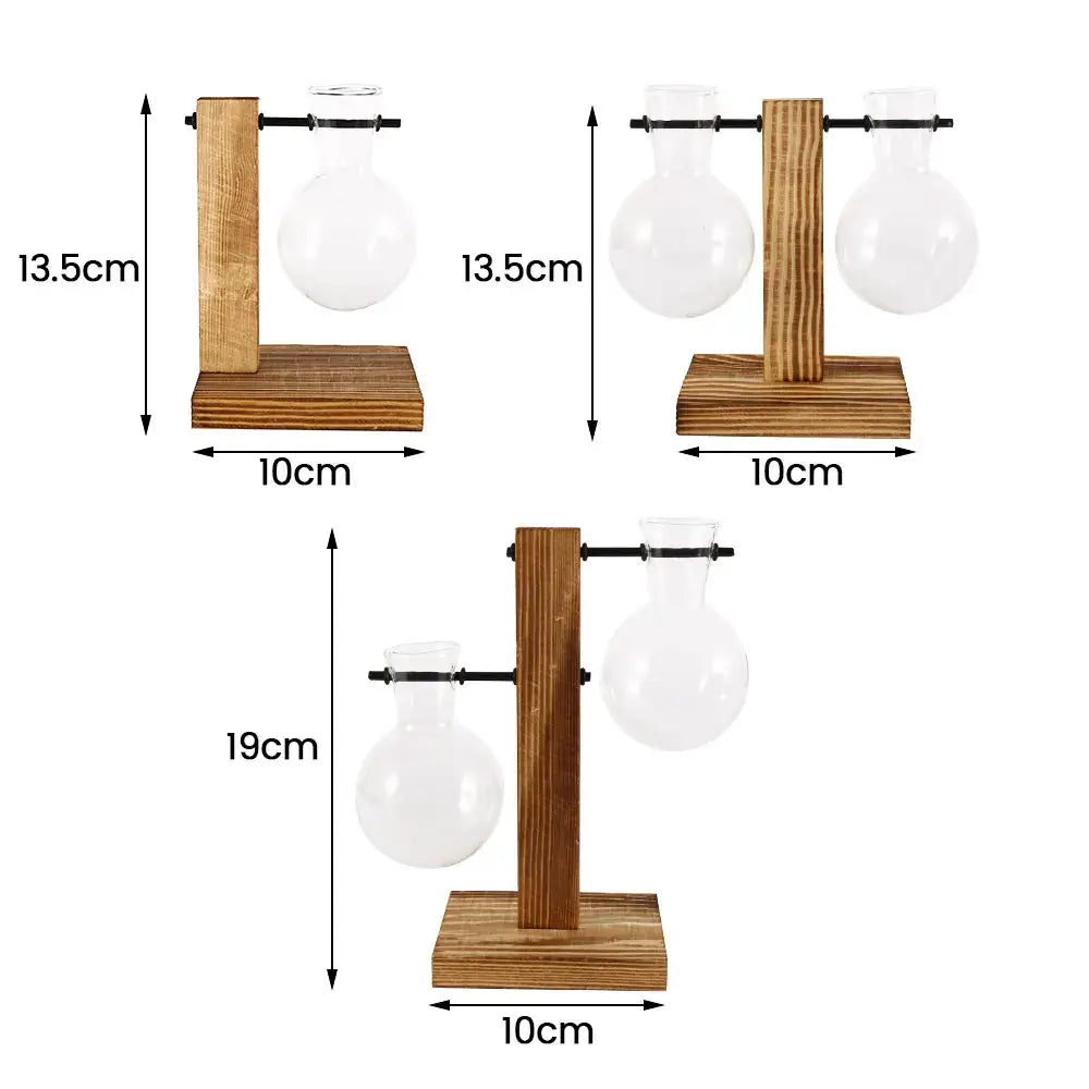 DecorBites™ Glass Bulb Vase with Wooden Stand
