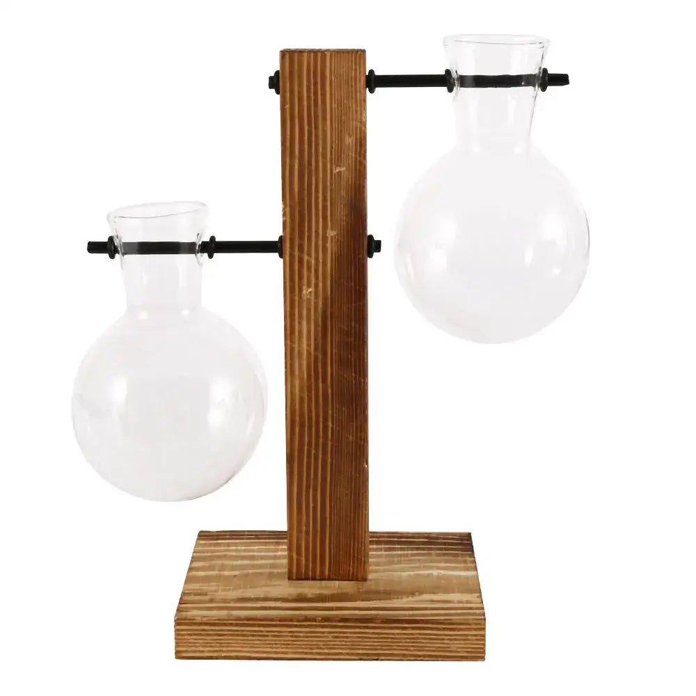 DecorBites™ Glass Bulb Vase with Wooden Stand