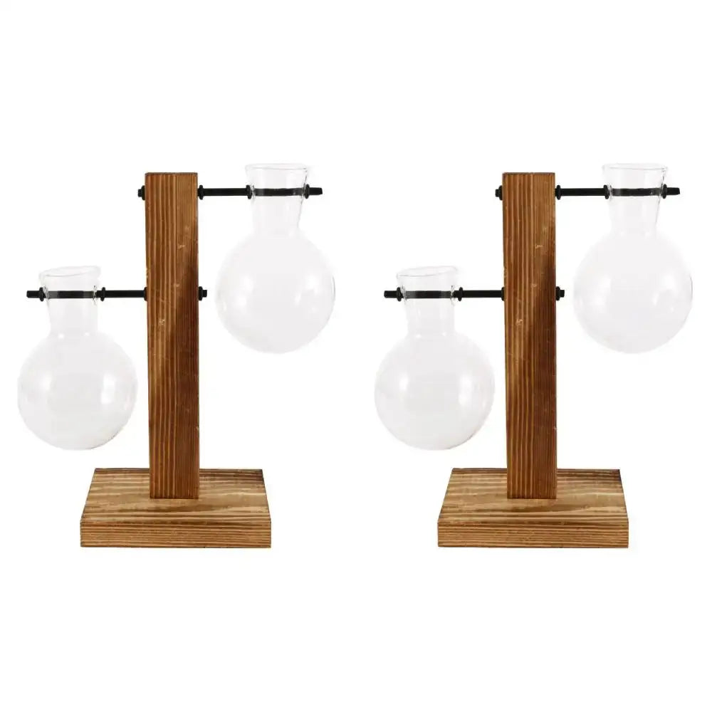 DecorBites™ Glass Bulb Vase with Wooden Stand