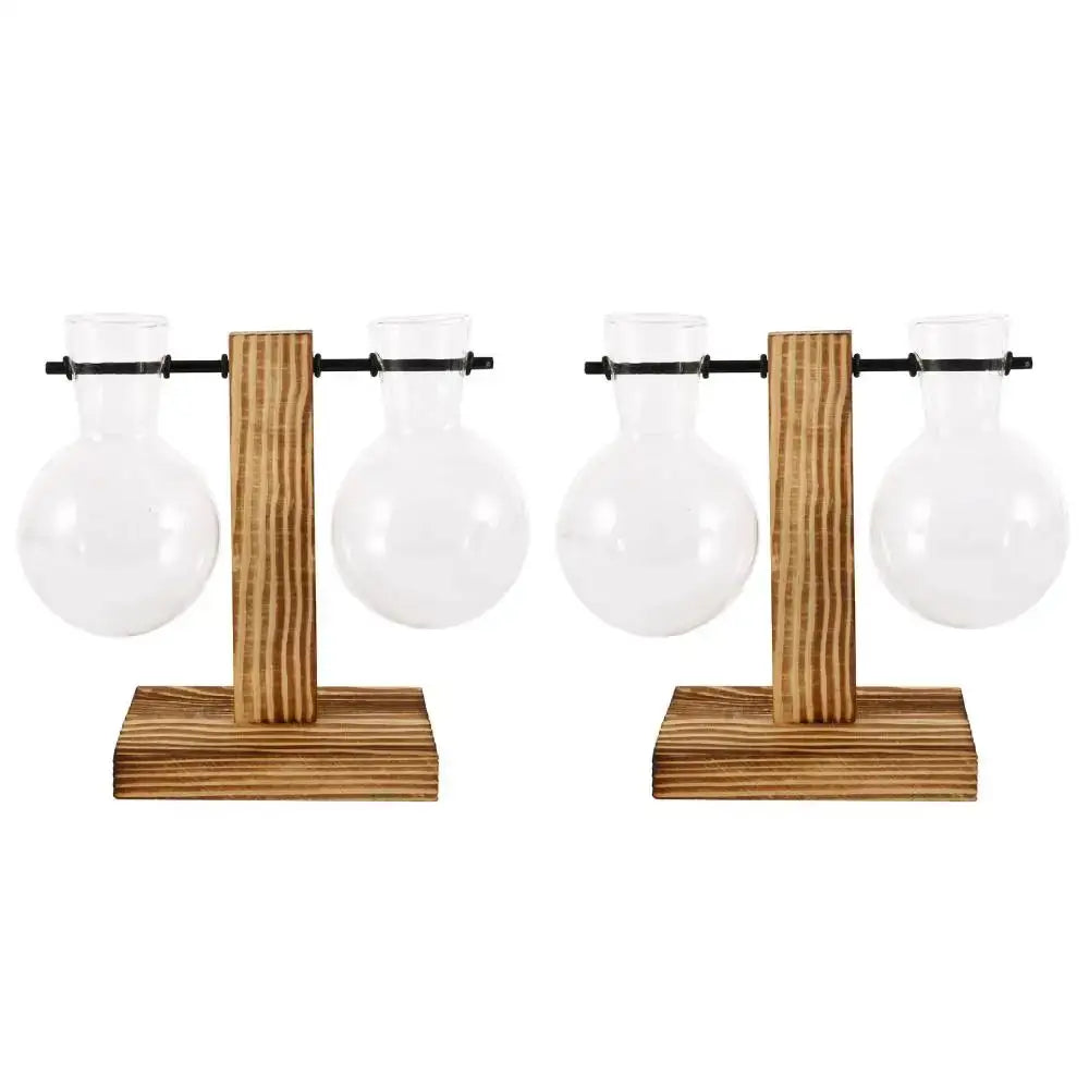 DecorBites™ Glass Bulb Vase with Wooden Stand