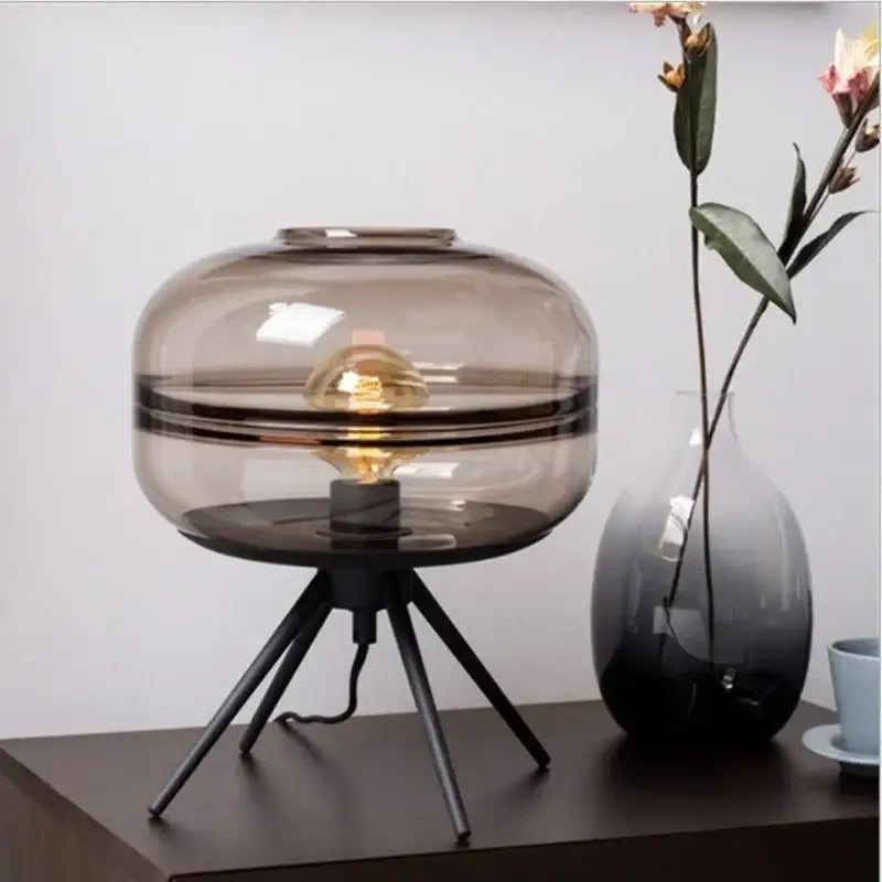 DecorBites™ Glass & Metal Nordic Sofa Desk Lamp for Postmodern Bedroom & Living Room