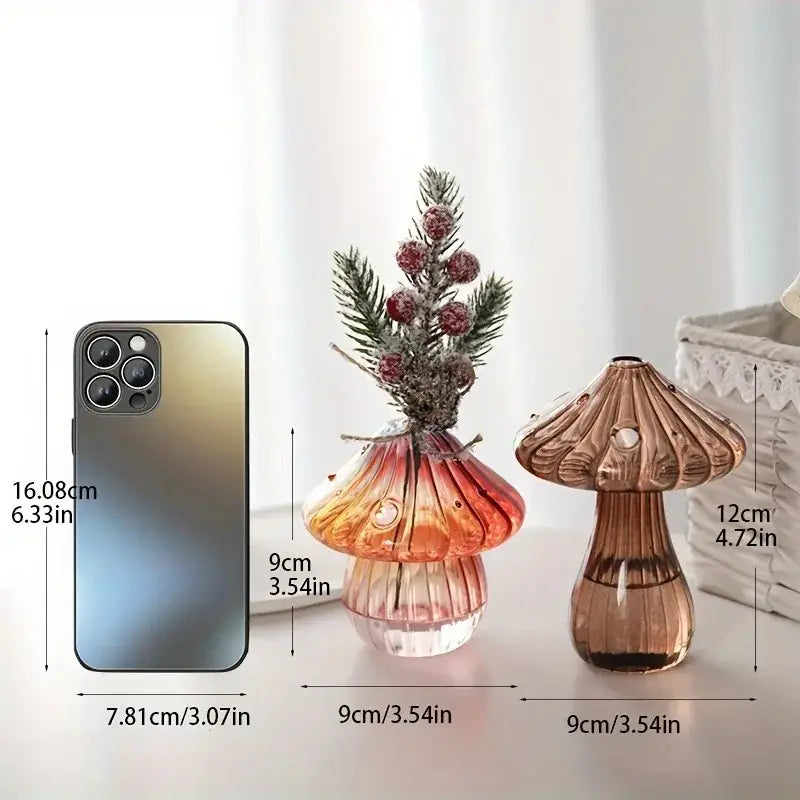 DecorBites™ Glass Mushroom Hydroponic Planter for Home & Garden