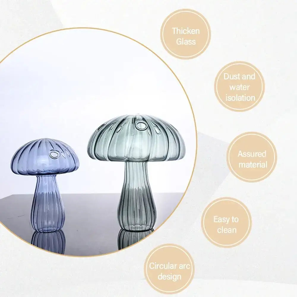 DecorBites™ Glass Mushroom-Shaped Vase for Home Decor