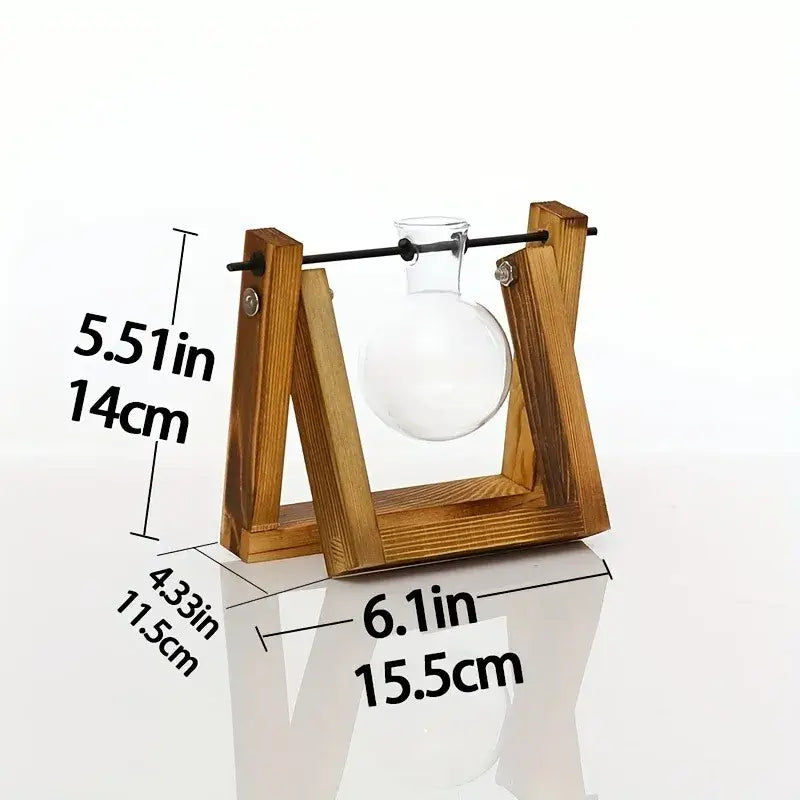 DecorBites™ Glass Planter Propagation Station with Wooden Rack