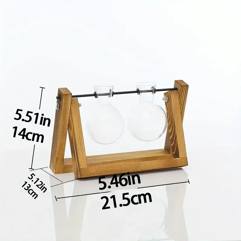 DecorBites™ Glass Planter Propagation Station with Wooden Rack