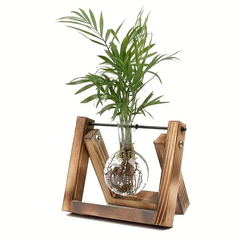DecorBites™ Glass Planter Propagation Station with Wooden Rack
