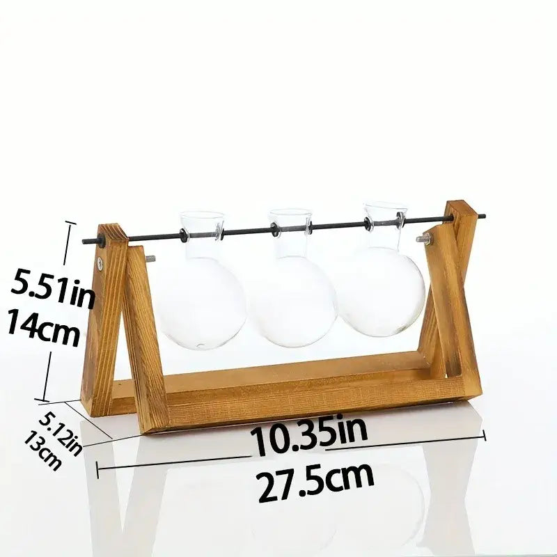DecorBites™ Glass Planter Propagation Station with Wooden Rack