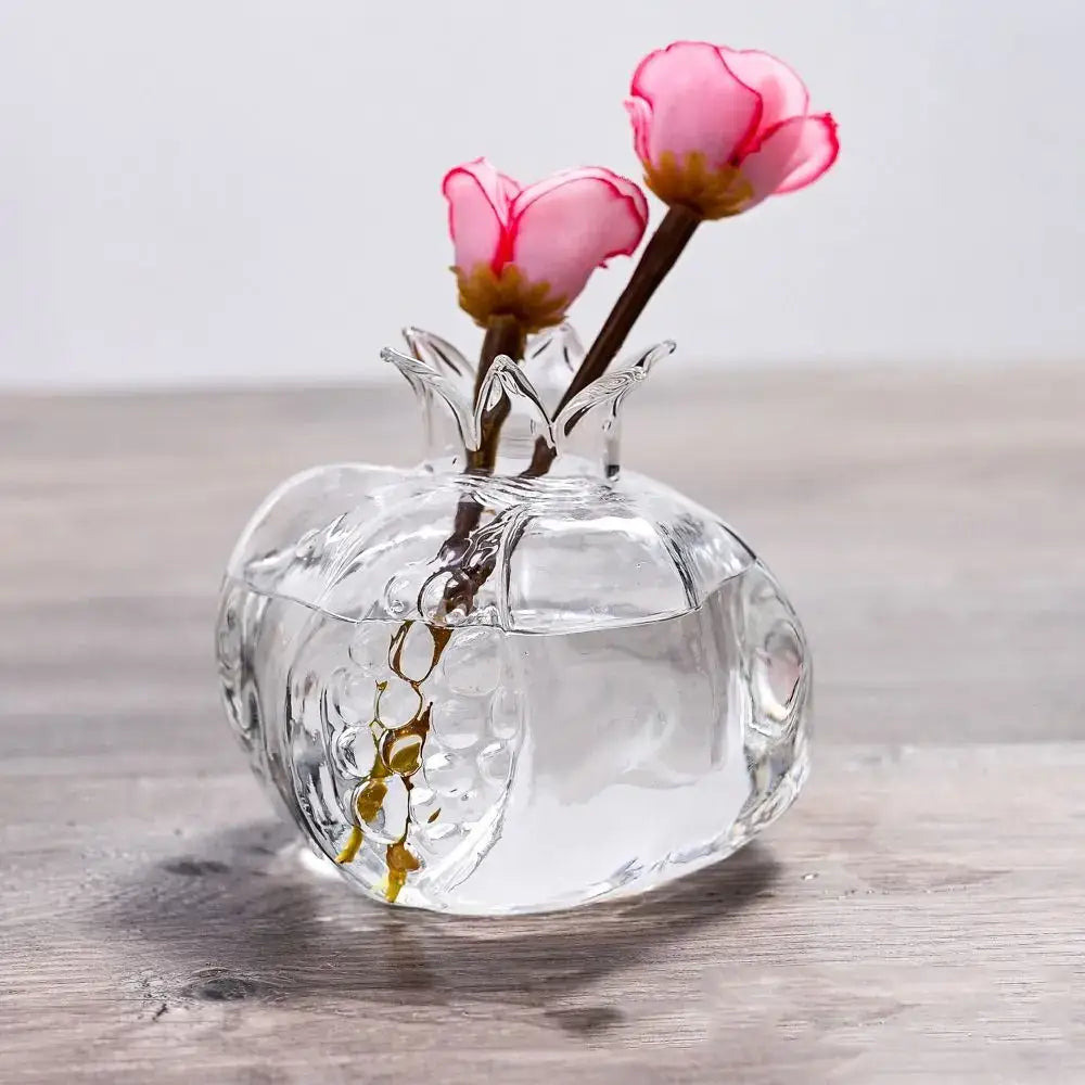 DecorBites™ Glass Pomegranate Flower Vase Home Decor