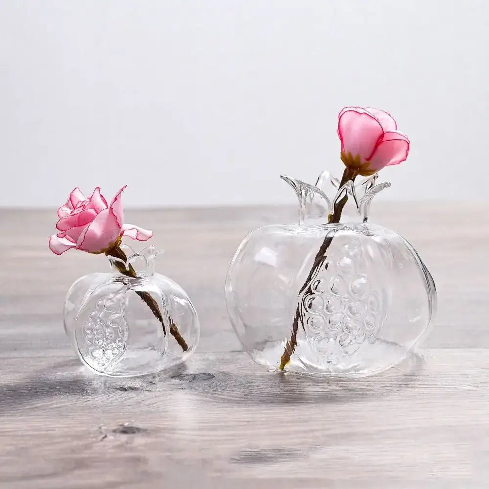 DecorBites™ Glass Pomegranate Flower Vase Home Decor