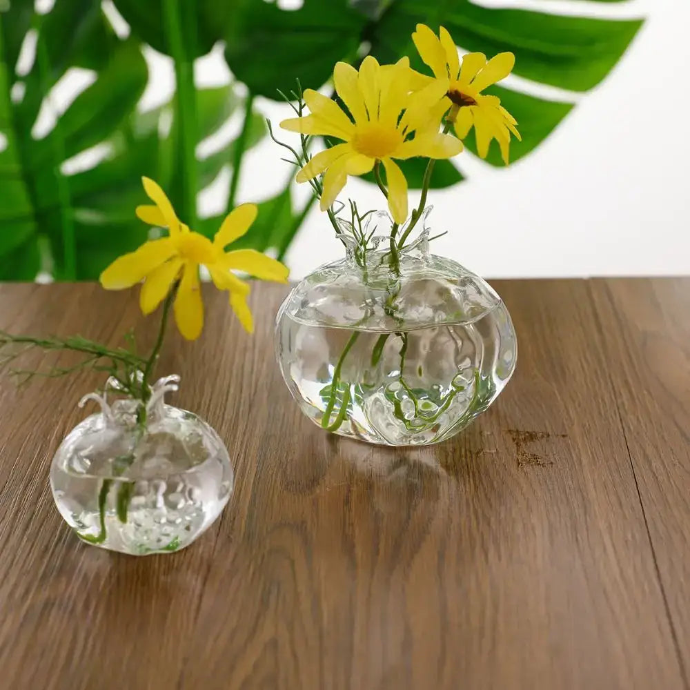 DecorBites™ Glass Pomegranate Flower Vase Home Decor