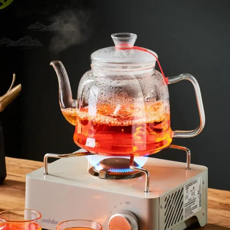 Modern clear glass tea pot set kitchen filterable kettle