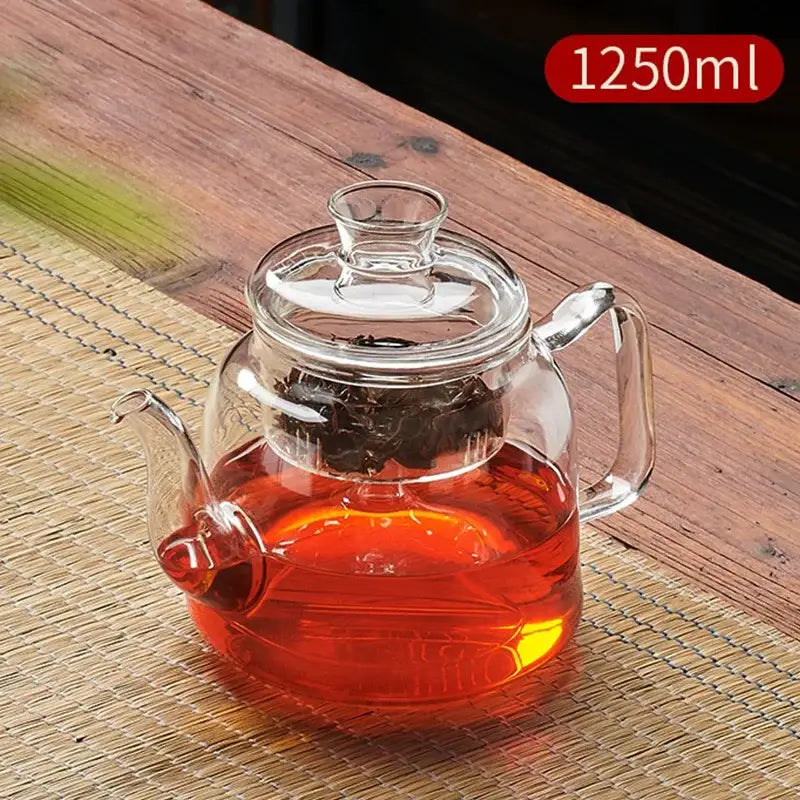 Modern clear glass tea pot set kitchen filterable kettle