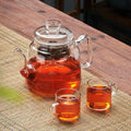 Modern clear glass tea pot set kitchen filterable kettle
