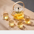 Modern glass tea pot with bamboo handle and electric base kitchen