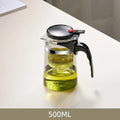 Modern glass tea pot with infuser – kitchen black & silver set