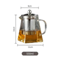 Modern clear glass tea pot with stainless steel infuser kitchen decor