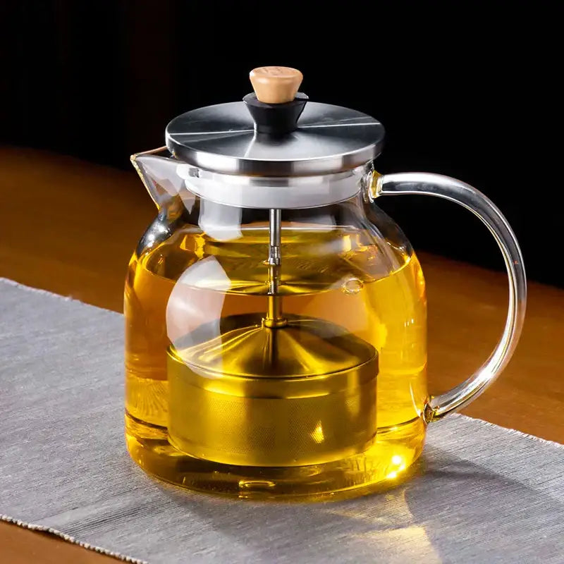 Kung fu style glass tea set with wooden knob dining room teaware