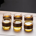 Retro glass tea set with wooden handle – dining room serving set