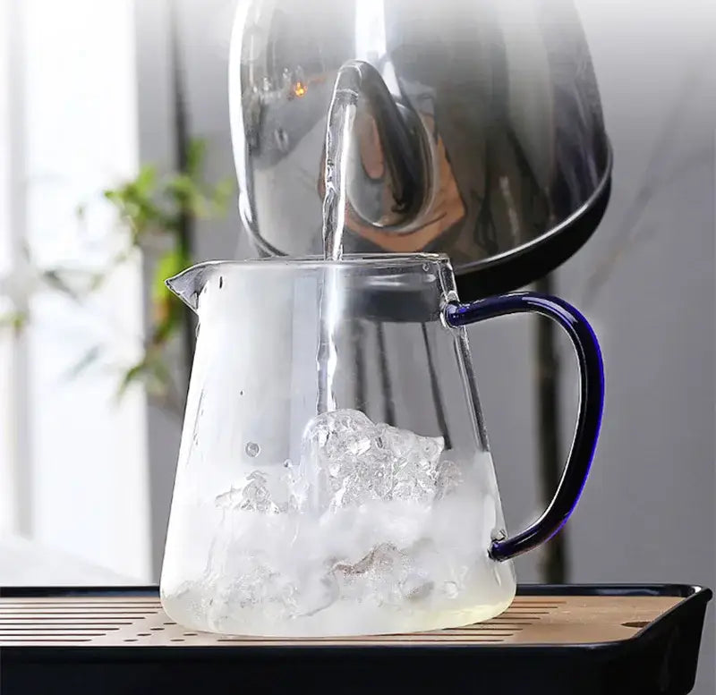 Modern green and silver glass teapot kitchen infuser pot
