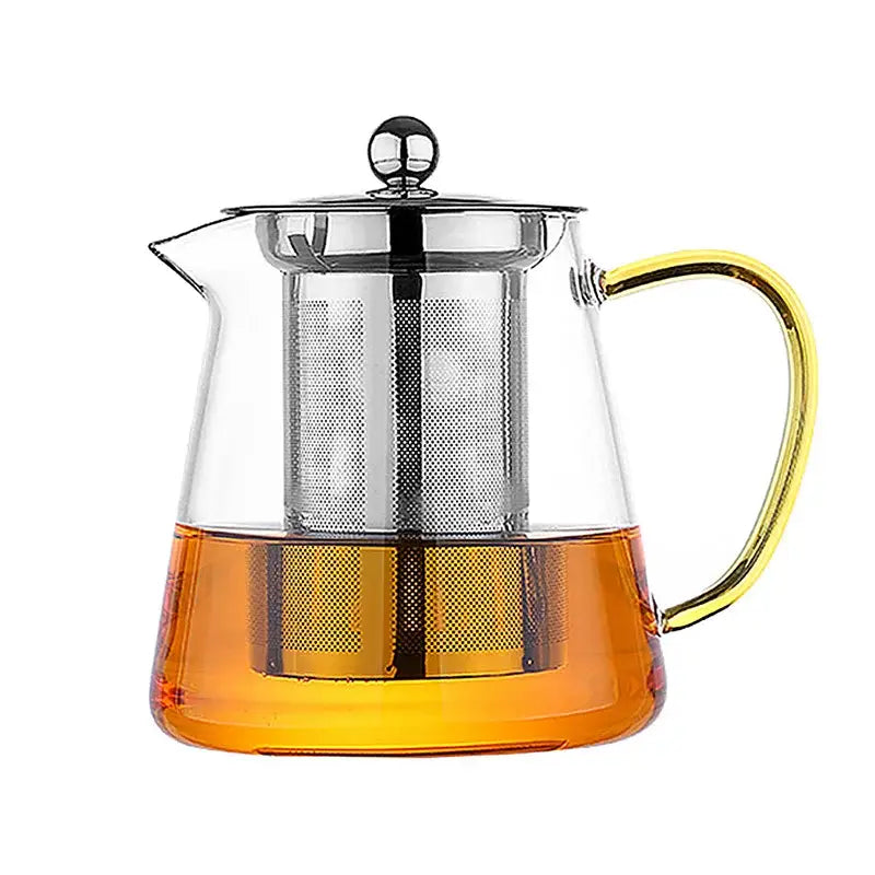 Modern green and silver glass teapot kitchen infuser pot