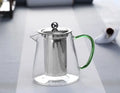 Modern green and silver glass teapot kitchen infuser pot