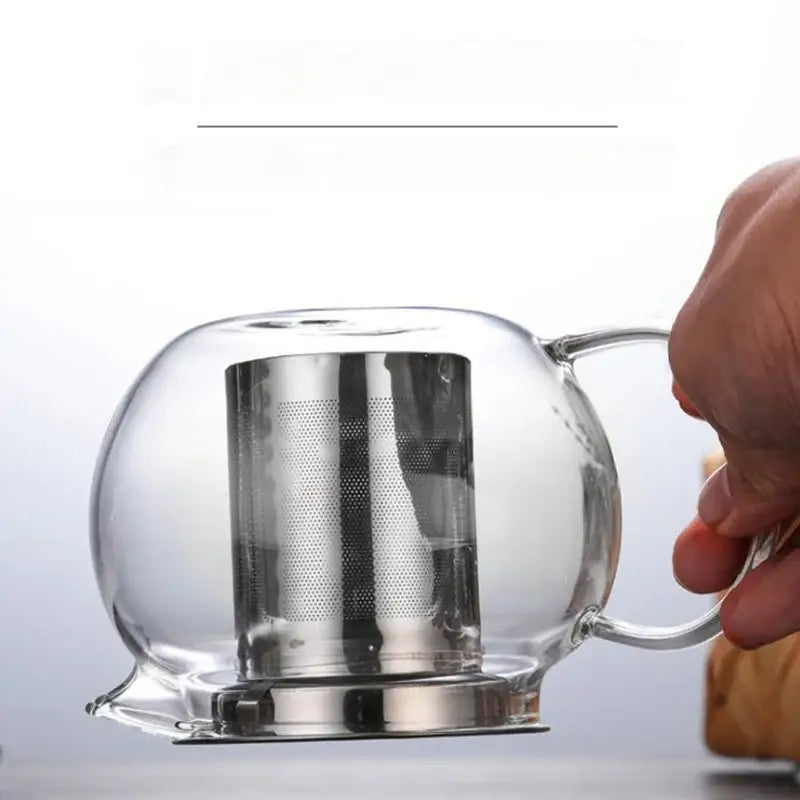 Modern glass teapot with stainless steel infuser kitchen tea kettle