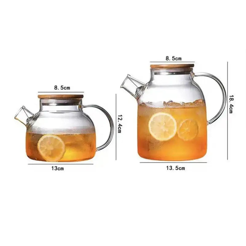 Transparent glass teapot with wood lid kitchen cold water jug