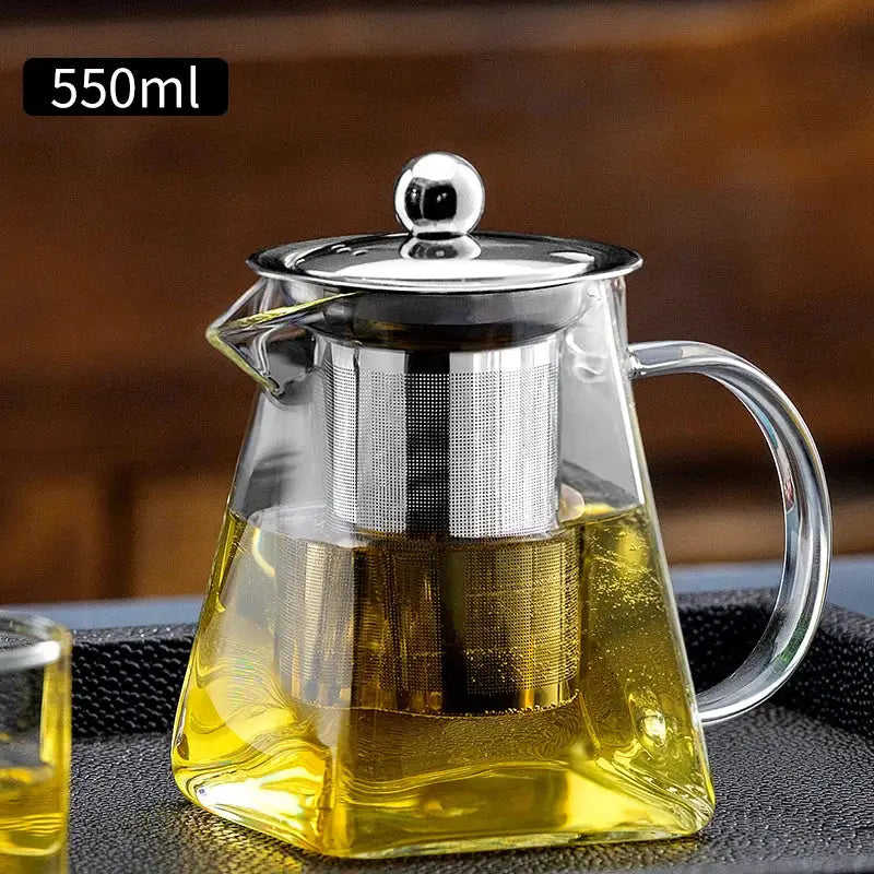 Thermostable clear glass kungfu tea set with filter for office dining