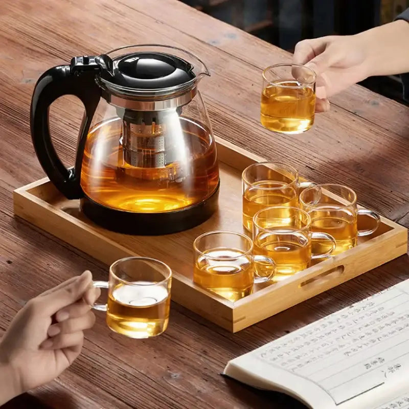 Large capacity glass teapot with infuser for kitchen and dining room