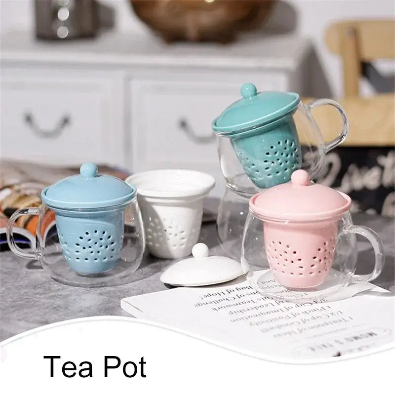 Modern glass teapot set with ceramic filter kitchen tea infuser