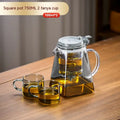 Modern clear glass teapot with silver filter – kitchen tea set