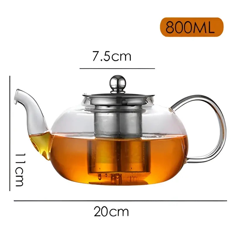 Modern heat resistant glass teapot set with infuser for kitchen tea