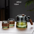 Floral glass teapot set with bamboo sleeve – kitchen tea maker
