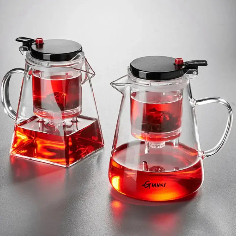 Modern clear glass teapot with infuser – kitchen tea maker
