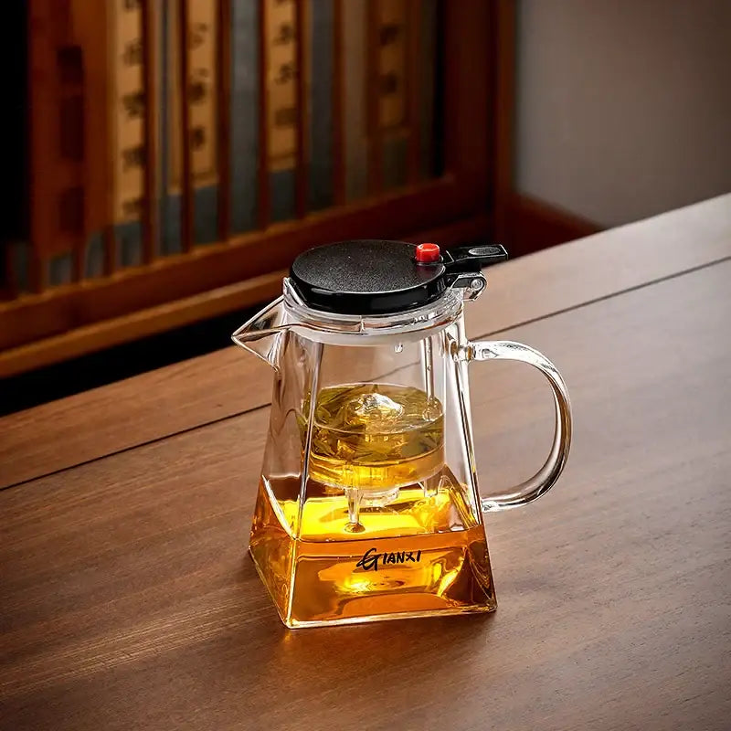 Modern clear glass teapot with infuser – kitchen tea maker