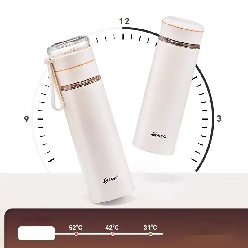Modern white decorbites glass thermos tea separation bottle office cup