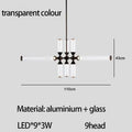 Modern black glass tube chandelier dining room led pendant light