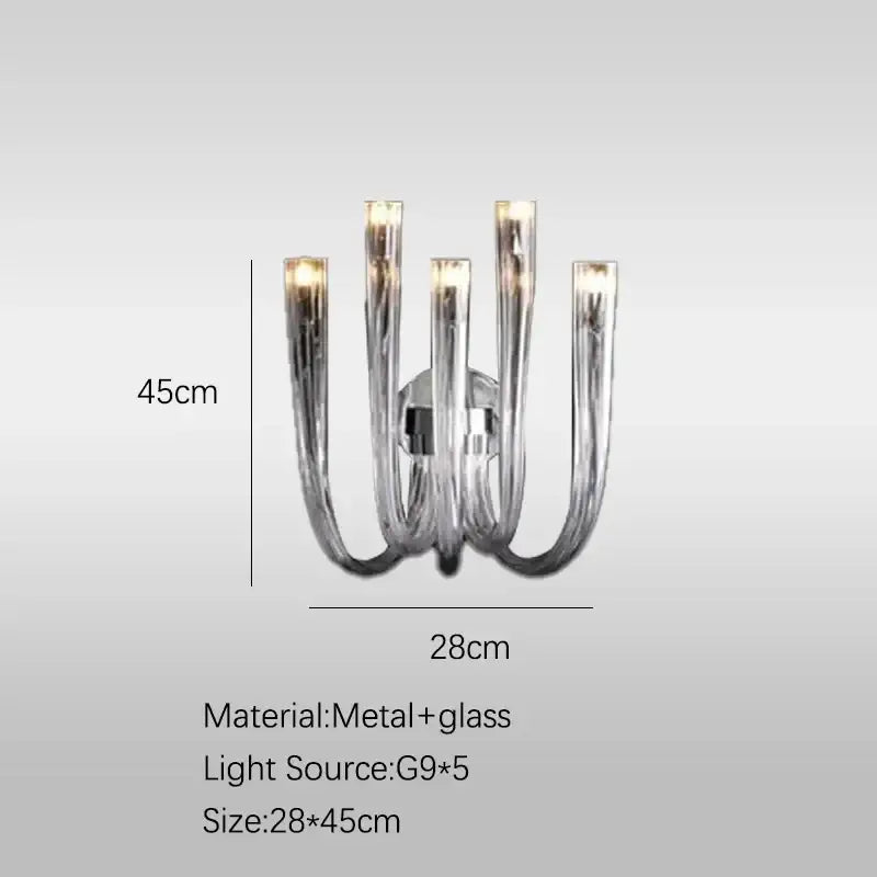 Modern chrome glass tube chandelier dining room acrylic arms