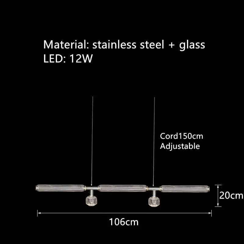 Modern brass glass tubes chandelier dining room pendant lamp