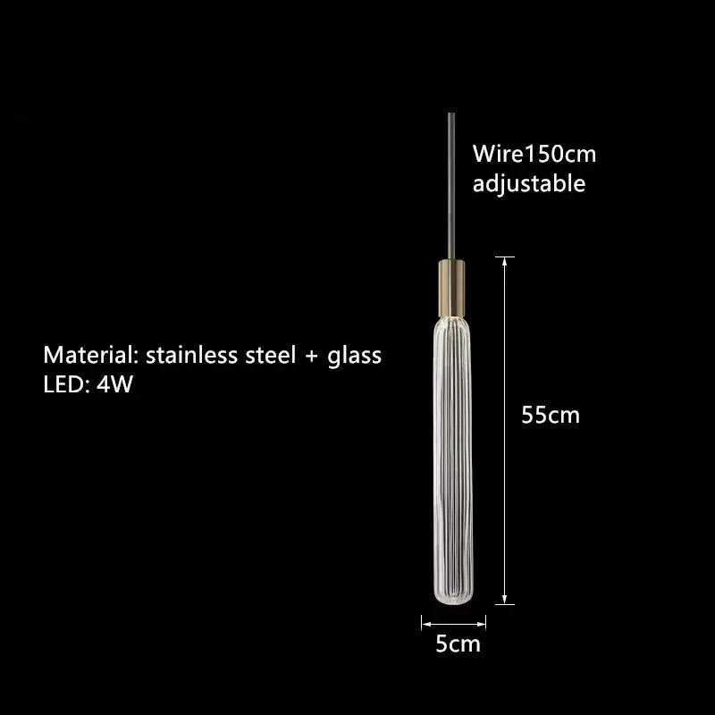 Modern brass glass tubes chandelier dining room pendant lamp