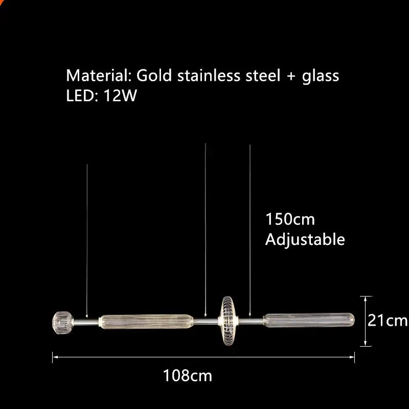 Modern brass glass tubes chandelier dining room pendant lamp