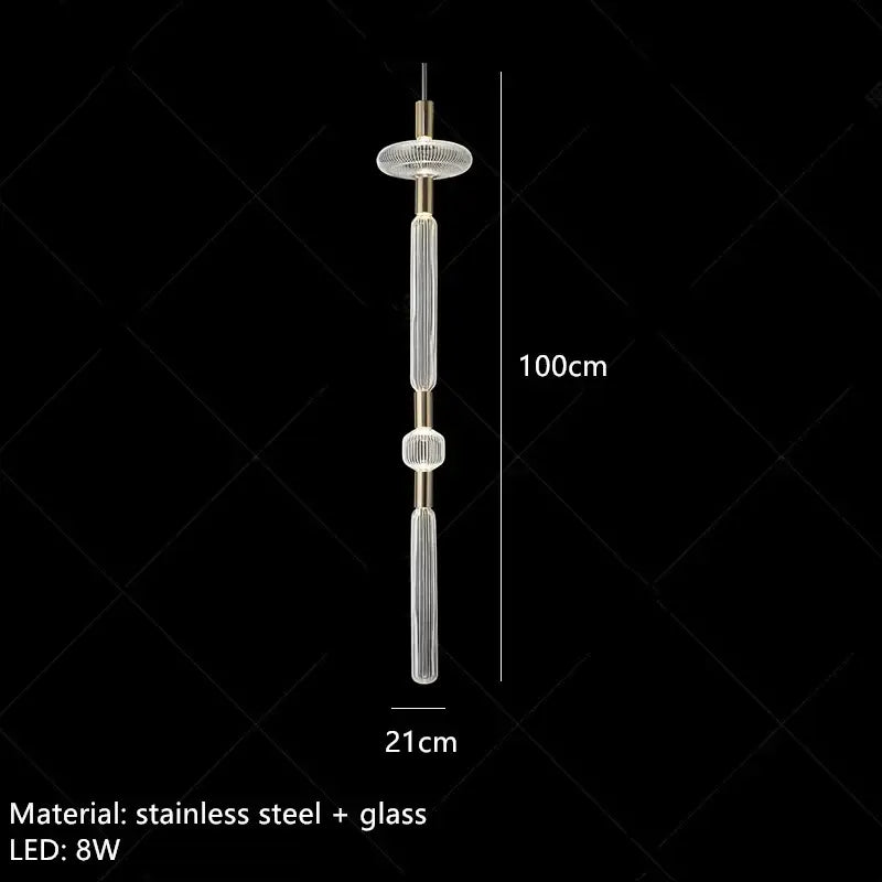 Modern brass glass tubes chandelier dining room pendant lamp