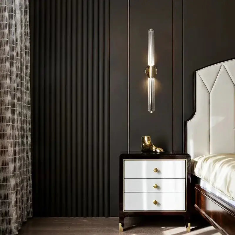 Modern brass glass tubes chandelier dining room pendant lamp