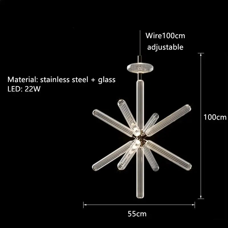 Modern brass glass tubes chandelier dining room pendant lamp